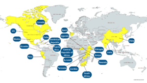 Map showing all locations where Abiding Fathers is present across the world.