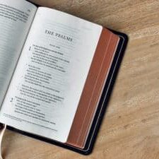 Bible on table opened to Psalm 1